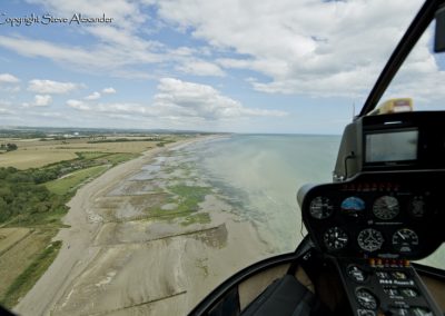 View from the helicopter along Climping Beach