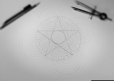 Farley Mount 2019 | Pencil line drawing showing hidden pentagram